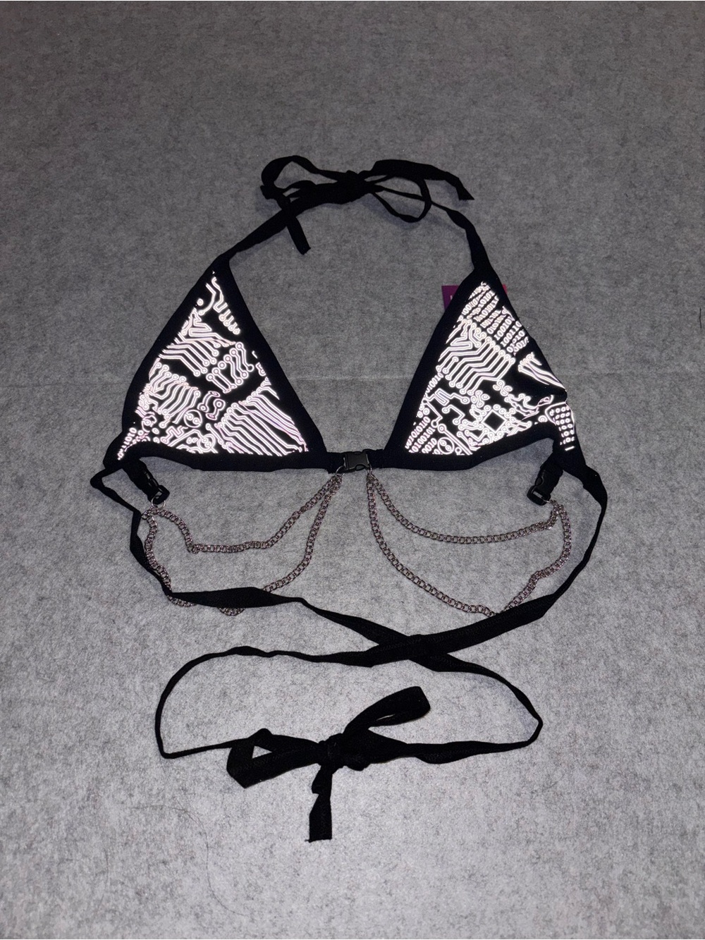 iHeartRaves x Lyte Couture Black Reflective Circuit Chain Rave Top